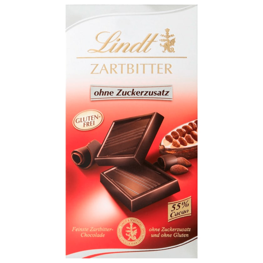 Lindt Schokolade Zartbitter ohne Zuckerzusatz glutenfrei 100g
